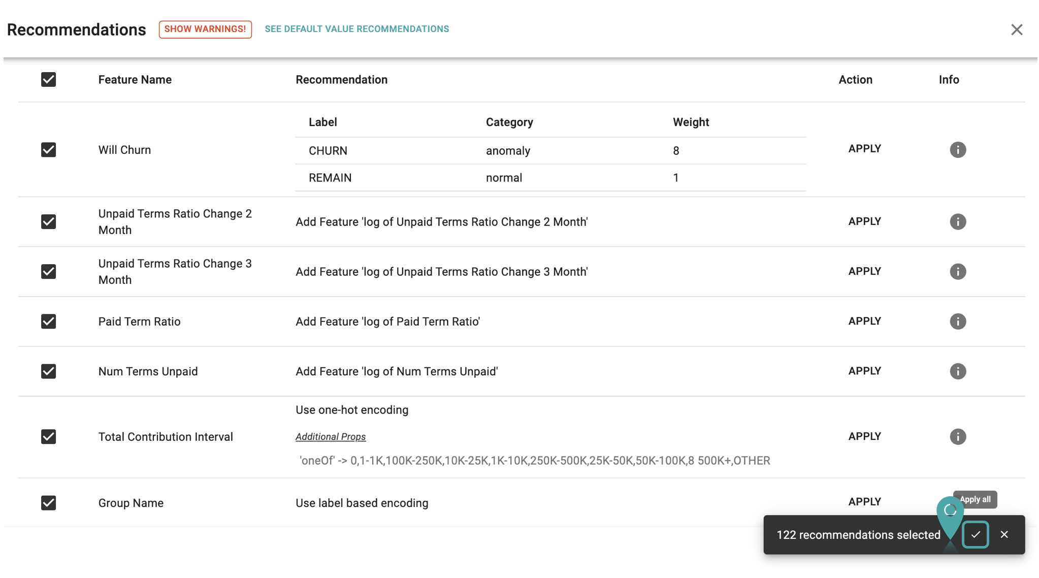 Apply Profiler Recommendations